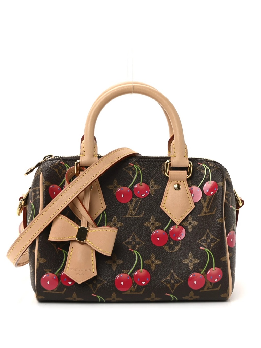 Louis Vuitton X Takashi Murakami Cerises Speedy Bandouliere 20 Bag Brown Cherry